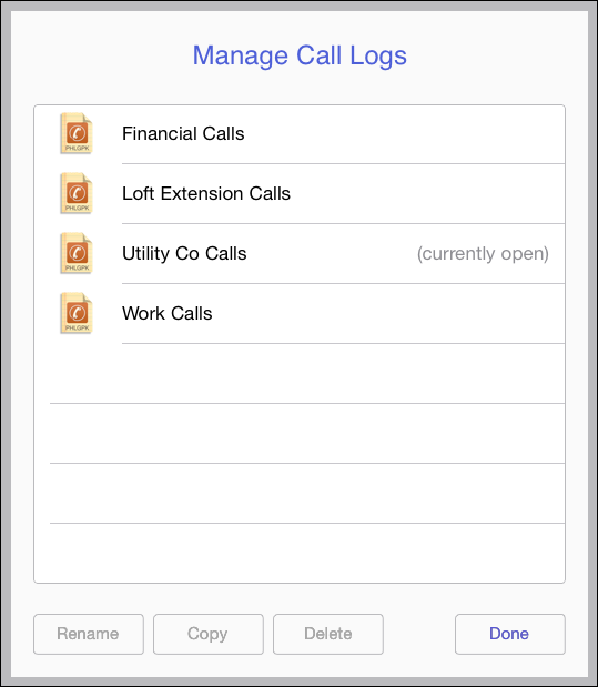 Manage Call Logs Screen image