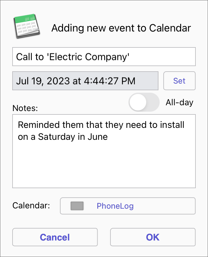 Add Event Dialog Image